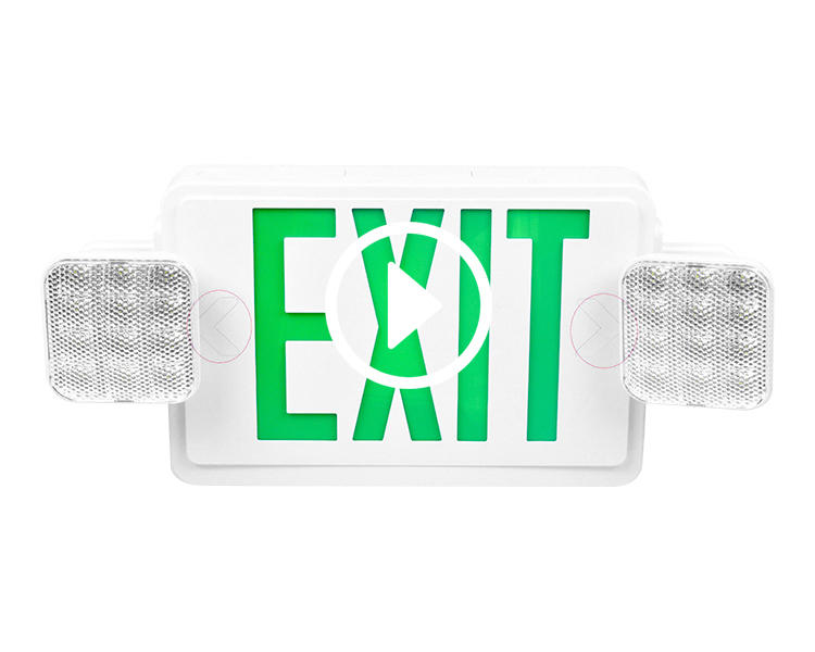 JLEC2GW-LED Combo Emergency Exit Sign with Green Letters